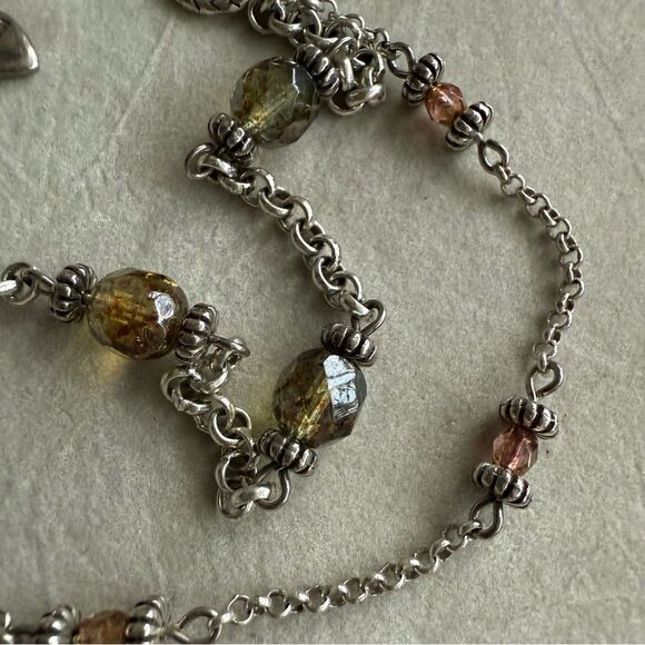 Brighton Heart Charm Bracelet Beaded Double Strand Toggle Clasp 8” - Picture 8 of 17